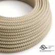 Round Electric Cable 150 ft (45,72 m) coil RD63 Lozenge Bark Cotton and Natural Linen - UL listed