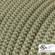 Round Electric Cable 150 ft (45,72 m) coil RD72 ZigZag Green Thyme Cotton and Natural Linen - UL listed