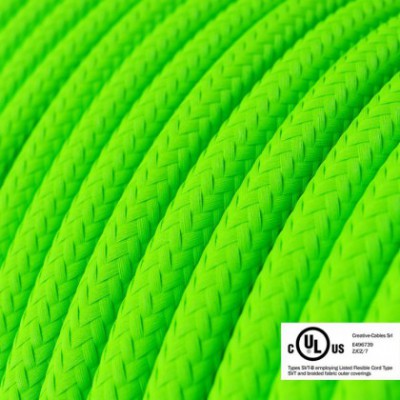 Cable eléctrico redondo en bobina de 45.72 mts (150 pies) RF06 Efecto Seda Verde Fluo - Homologado UL