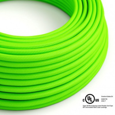 Cable eléctrico redondo en bobina de 45.72 mts (150 pies) RF06 Efecto Seda Verde Fluo - Homologado UL
