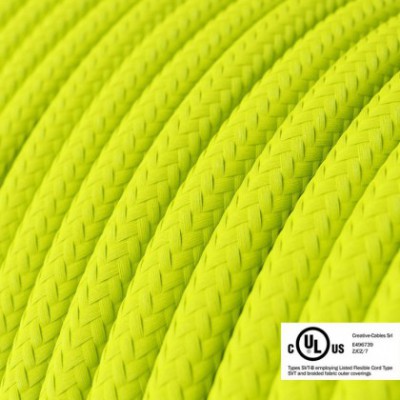 Cable eléctrico redondo en bobina de 45.72 mts (150 pies) RF10 Efecto Seda Amarillo Fluo - Homologado UL