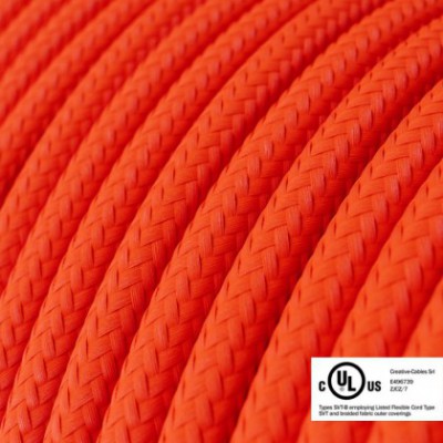 Cable eléctrico redondo en bobina de 45.72 mts (150 pies) RF15 Efecto Seda Naranja Fluo - Homologado UL