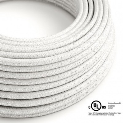 Cable eléctrico redondo en bobina de 45.72 mts (150 pies) RL01 Efecto Seda Blanco Glitter - Homologado UL