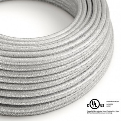 Cable eléctrico redondo en bobina de 45.72 mts (150 pies) RL02 Efecto Seda Plateado Glitter - Homologado UL