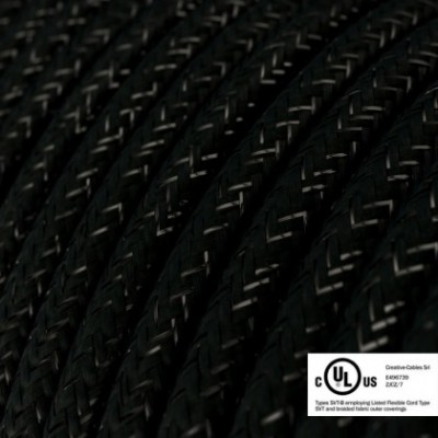 Cable eléctrico redondo en bobina de 45.72 mts (150 pies) RL04 Efecto Seda Negro Glitter - Homologado UL