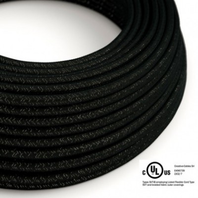 Cable eléctrico redondo en bobina de 45.72 mts (150 pies) RL04 Efecto Seda Negro Glitter - Homologado UL