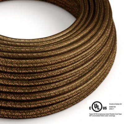 Cable eléctrico redondo en bobina de 45.72 mts (150 pies) RL13 Efecto Seda Marrón Glitter - Homologado UL