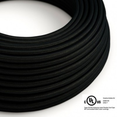 Cable eléctrico redondo en bobina de 45.72 mts (150 pies) RM04 Efecto Seda Negro - Homologado UL