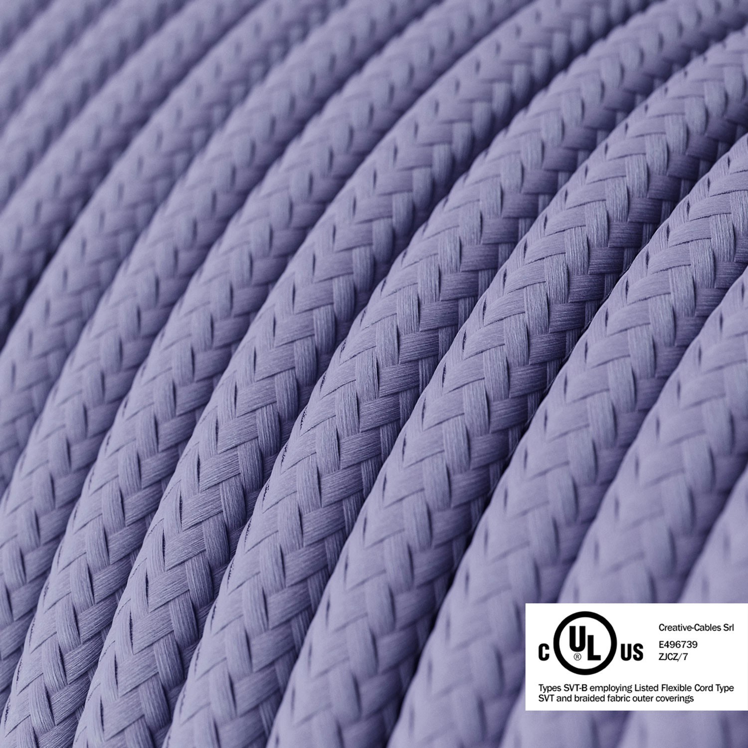 Cable eléctrico redondo en bobina de 45.72 mts (150 pies) RM07 Efecto Seda Lila - Homologado UL