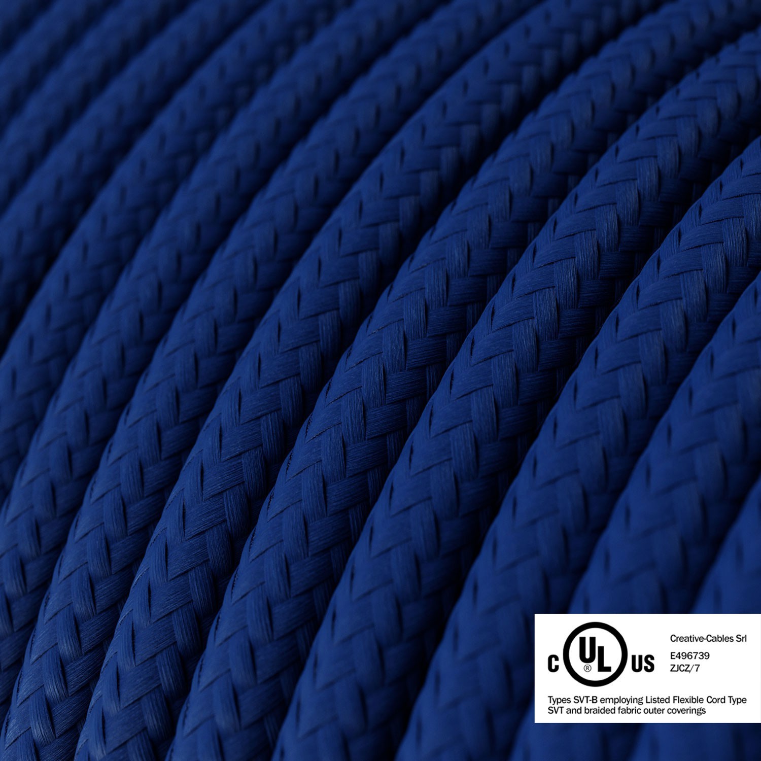 Cable eléctrico redondo en bobina de 45.72 mts (150 pies) RM12 Efecto Seda Azul - Homologado UL