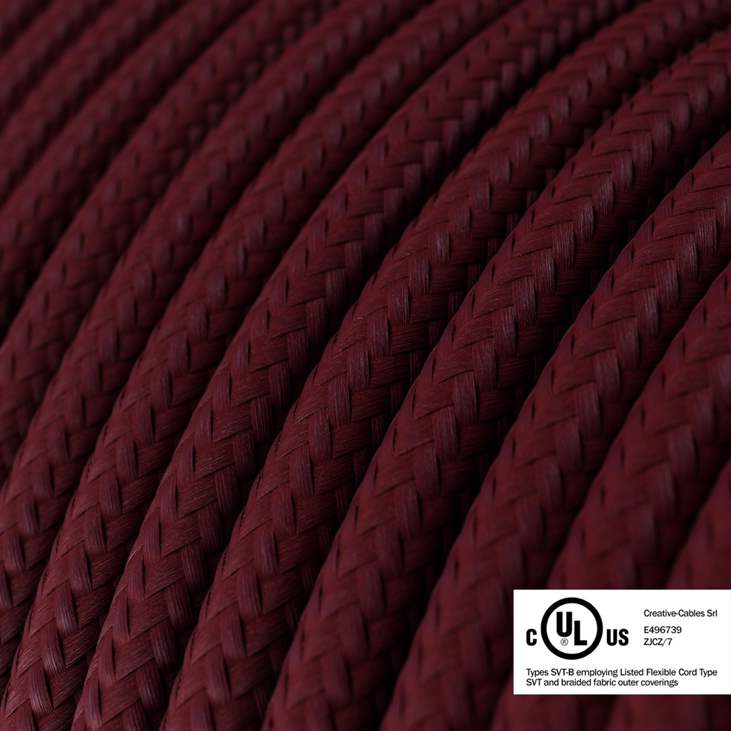 Cable eléctrico redondo en bobina de 45.72 mts (150 pies) RM19 Efecto Seda Burdeos - Homologado UL