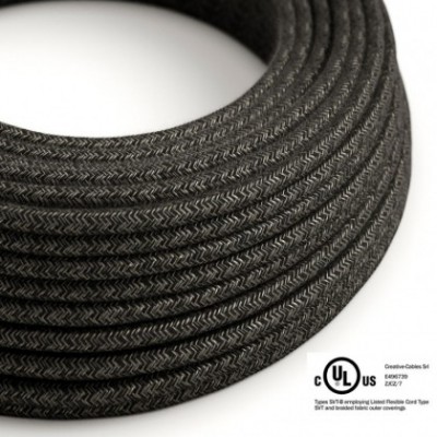 Cable eléctrico redondo en bobina de 45.72 mts (150 pies) RN03 Lino Natural Antracita - Homologado UL