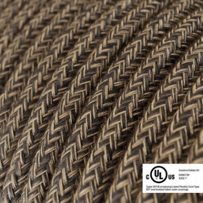 Round Electric Cable 150 ft (45,72 m) coil RN04 Brown Natural Linen - UL listed