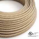 Cable eléctrico redondo en bobina de 45.72 mts (150 pies) RS82 Algodón y Lino Natural Marrón Glitter - Homologado UL