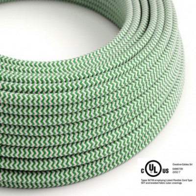 Cable eléctrico redondo en bobina de 45.72 mts (150 pies) RZ06 Efecto Seda ZigZag Verde - Homologado UL