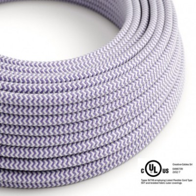 Round Electric Cable 150 ft (45,72 m) coil RZ07 ZigZag Lilac Rayon - UL listed