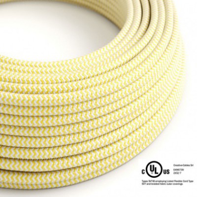Cable eléctrico redondo en bobina de 45.72 mts (150 pies) RZ10 Efecto Seda ZigZag Amarillo - Homologado UL