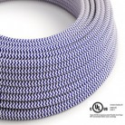 Cable eléctrico redondo en bobina de 45.72 mts (150 pies) RZ12 Efecto Seda ZigZag Azul - Homologado UL