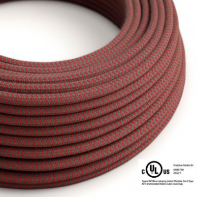 Cable eléctrico redondo en bobina de 45.72 mts (150 pies) RZ28 Algodón ZigZag Rojo Fuego y Gris - Homologado UL