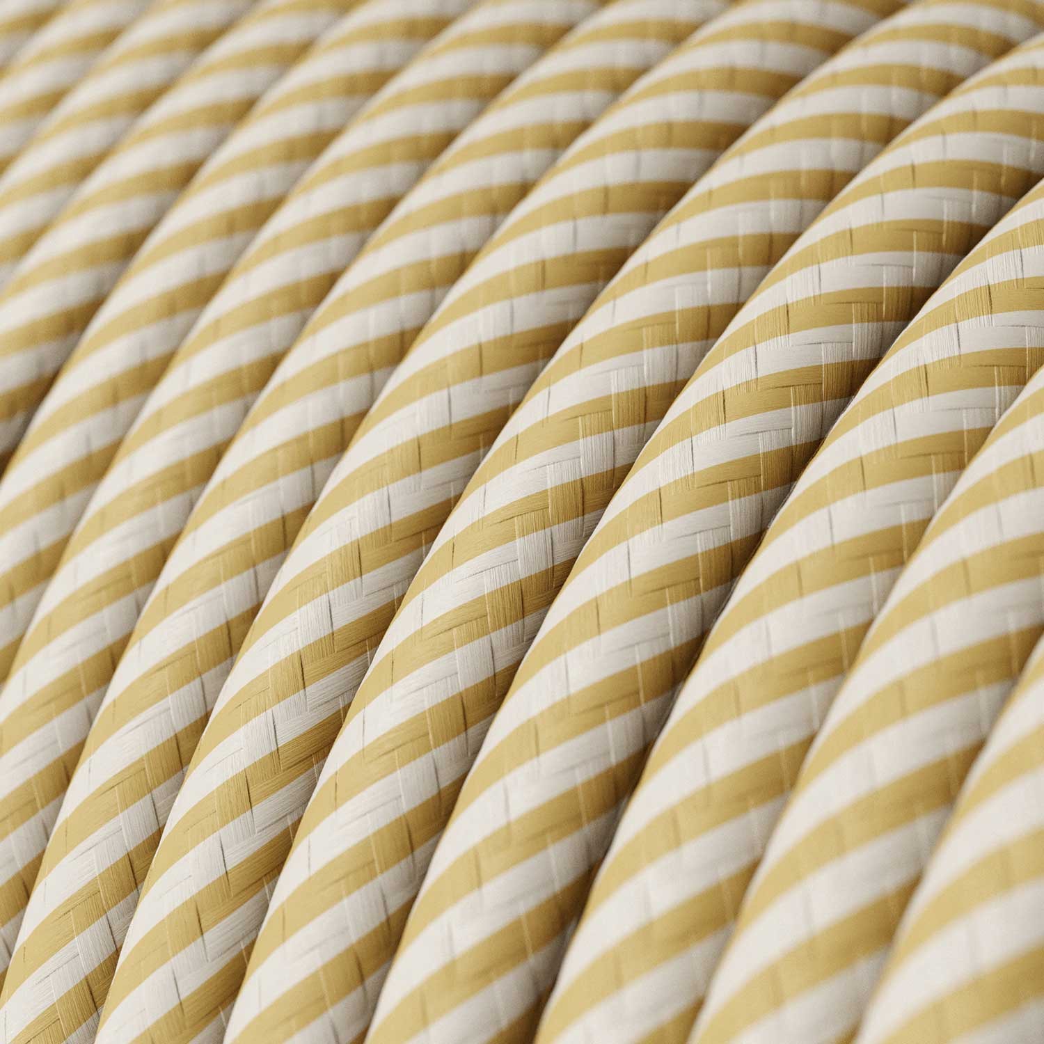 Cable Eléctrico redondo Vertigo HD recubierto en Textil Crema y Avellana de rayas anchas ERM53