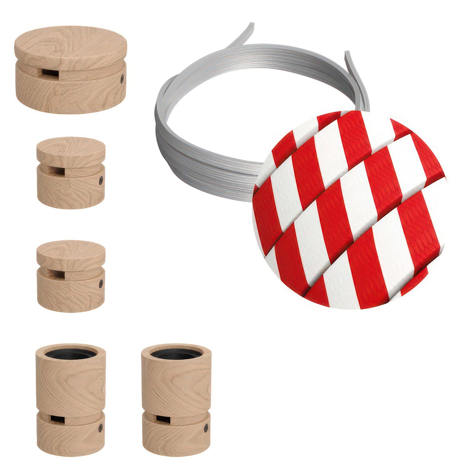 Kit Wiggle Filé System - con 3m cable textil guirnalda y 5 accesorios de madera