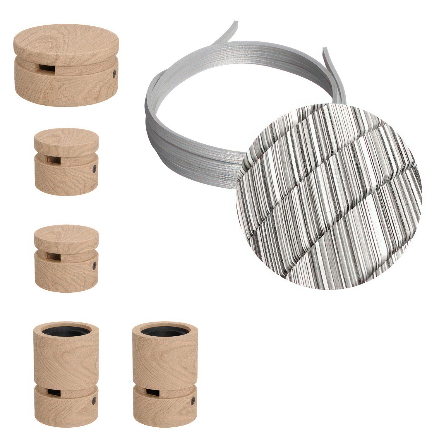 Kit Wiggle Filé System - con 3m cable textil guirnalda y 5 accesorios de madera