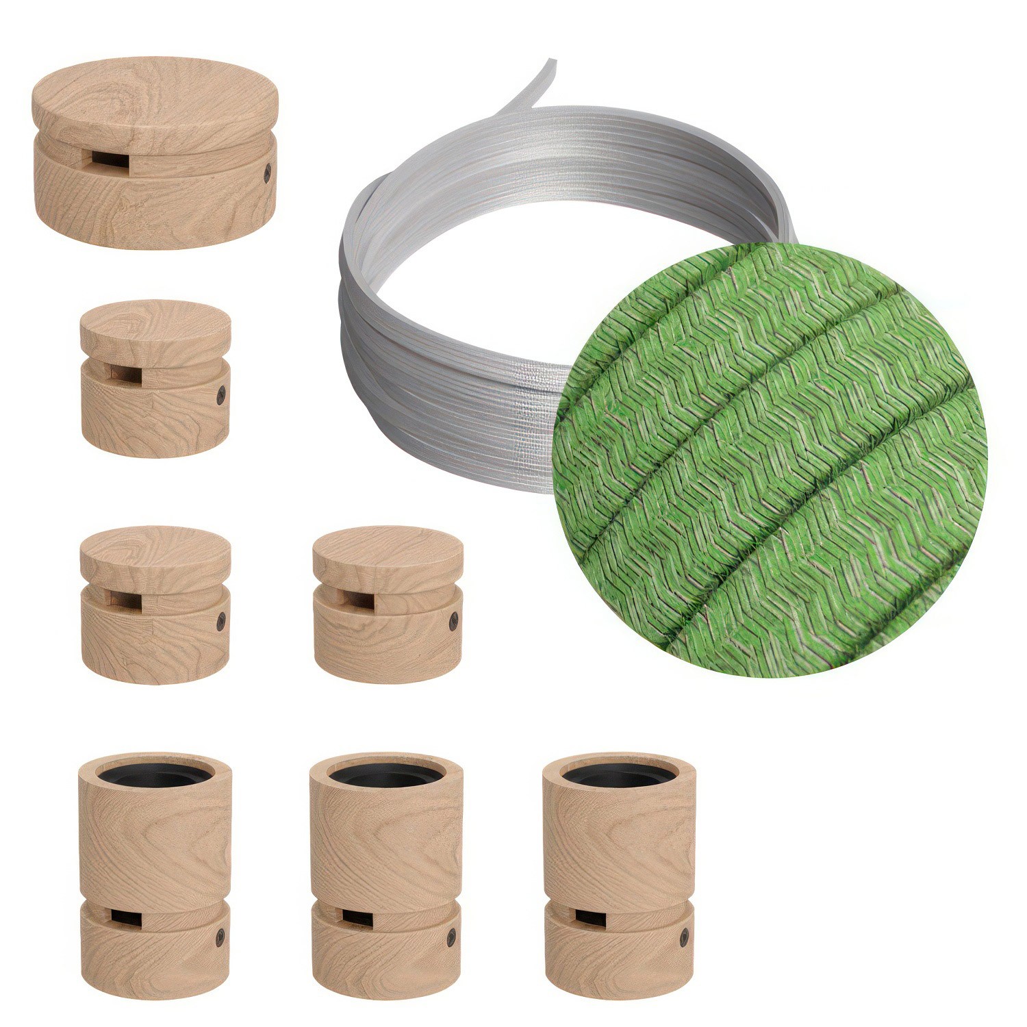 Kit Linear Filé System - con 5m cable textil guirnalda y 7 accesorios de madera