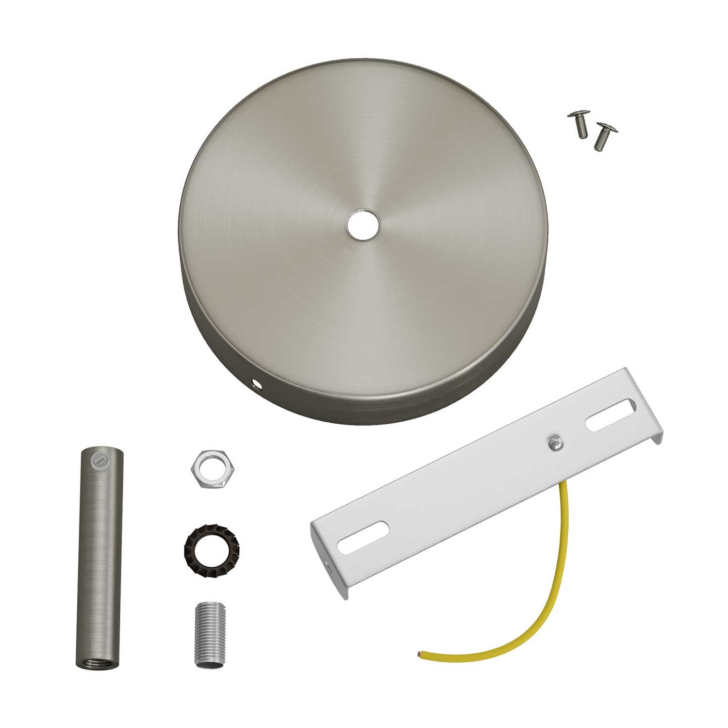 Cylindrical metal ceiling rose kit with 7 cm cable clamp