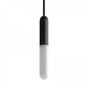 Lámpara colgante hecha en Italia con cable textil, portalámparas E14 P-Light y detalles de metal