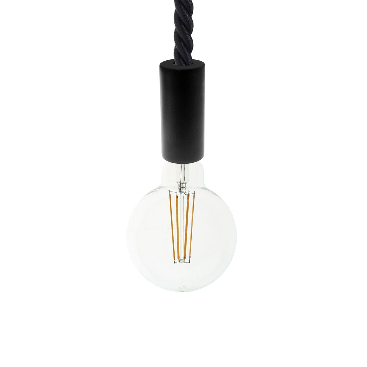 Lámpara colgante hecha en Italia con cable náutico 2XL 24 mm con acabados de madera barnizada