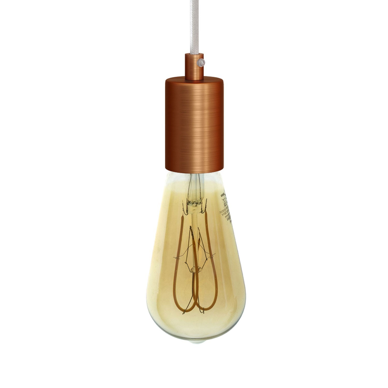 Pendant lamp with textile cable and satin metal details - Made in Italy