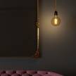 Pendant lamp with twisted textile cable and porcelain details - Made in Italy
