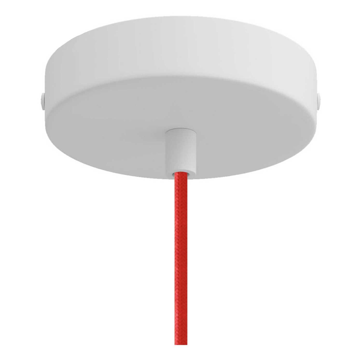 Lámpara colgante hecha en Italia con cable textil y pantalla Mini Campana XS de cerámica
