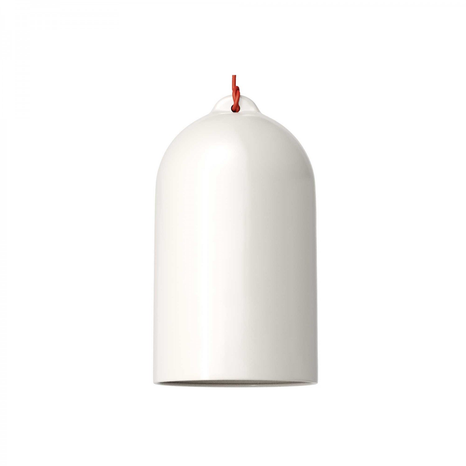 Lámpara colgante hecha en Italia con cable textil y pantalla Campana XL en cerámica