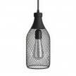 Pendant lamp with textile cable, Jéroboam bottle lampshade and metal details - Made in Italy
