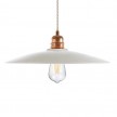 Pendant lamp with textile cable, ceramic Dish lampshade and metal details - Made in Italy