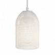 Lámpara colgante hecha en Italia con cable textil, pantalla de jaula Ghostbell y adornos metálicos