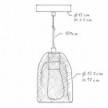 Lámpara colgante hecha en Italia con cable textil, pantalla de jaula Ghostbell y adornos metálicos