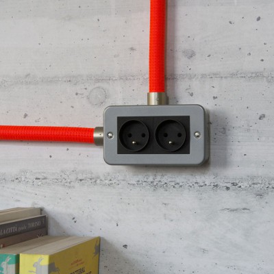 Caja de pared de metal con doble enchufe francés para Creative-Tube