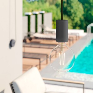 EIVA ELEGANT Outdoor pendant lamp with 5 mt textile cable, decentralizer, ceiling rose and lamp holder IP65 water resistant