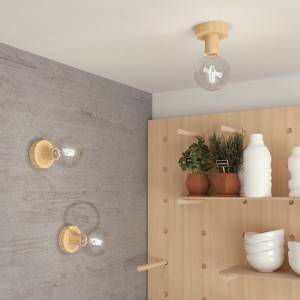 Fermaluce Wood S, lámpara de pared o techo de madera