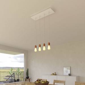 4-light pendant lamp with 675 mm rectangular XXL Rose-One, featuring fabric cable and metal finishes