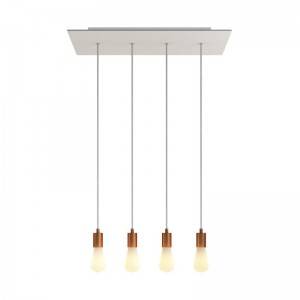 4-light pendant lamp with 675 mm rectangular XXL Rose-One, featuring fabric cable and metal finishes