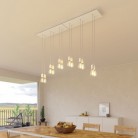 6-light pendant lamp with 675 mm rectangular XXL Rose-One, featuring fabric cable and metal finishes