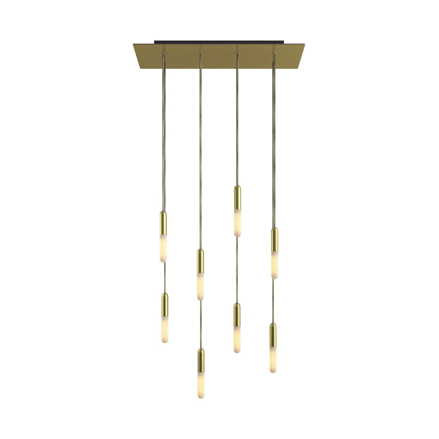 8-light pendant lamp with 675 mm rectangular XXL Rose-One, featuring fabric cable and metal finishes