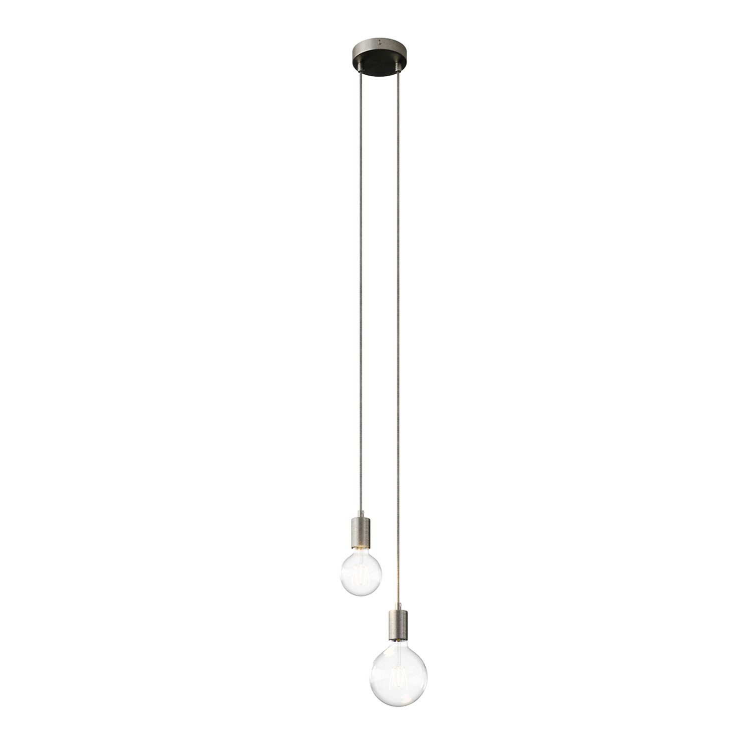 Lámpara colgante múltiple de 2 caídas completa con cable textil y acabados metálicos