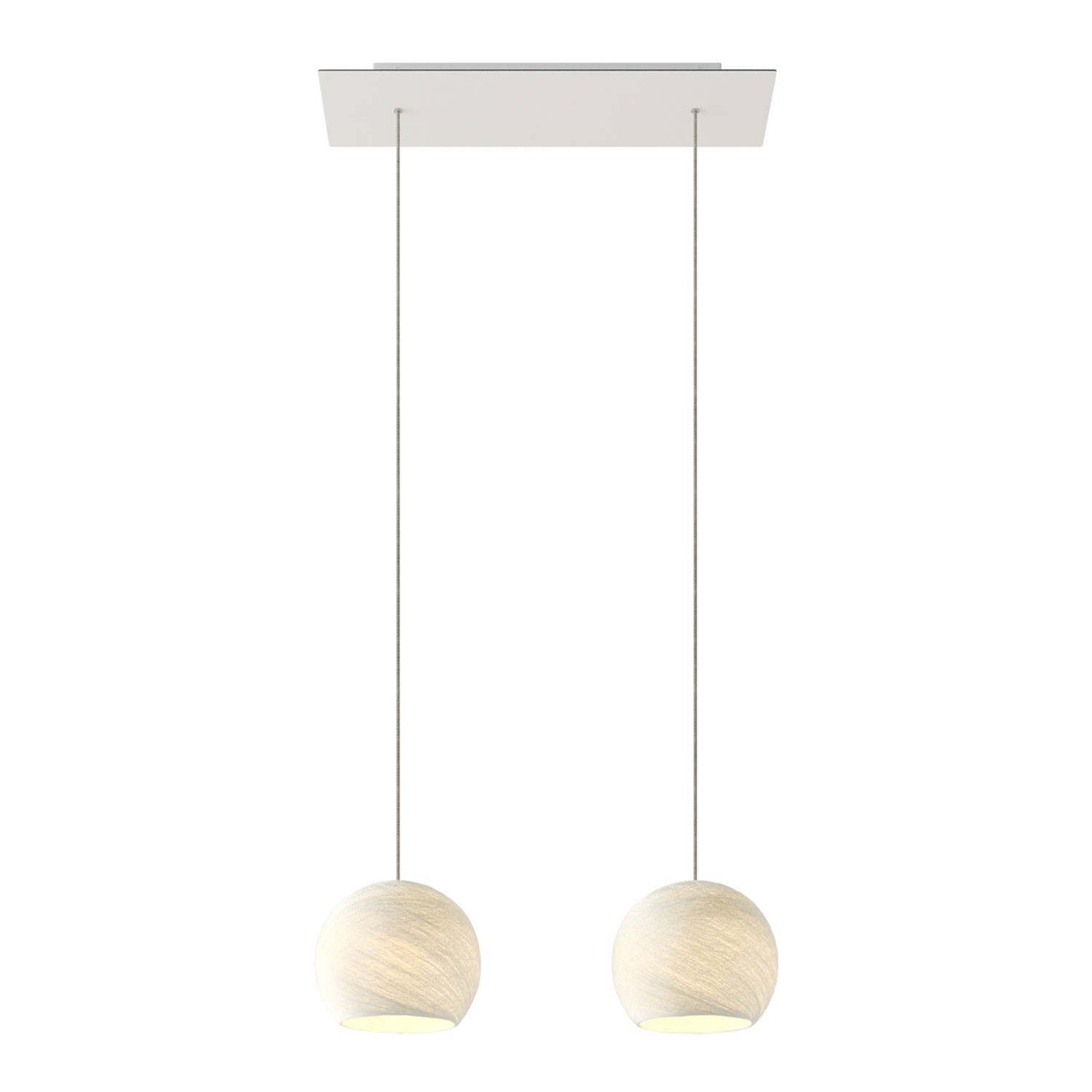 2-light pendant lamp with 675 mm rectangular XXL Rose-One, featuring fabric cable and Dome XS lampshade