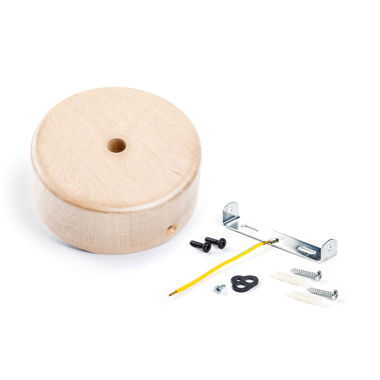 Kit Mini rosetón cilíndrico en madera con 1 agujero central