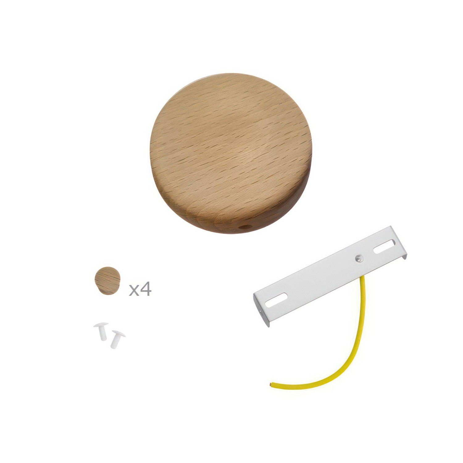 Kit Mini rosetón cilíndrico en madera con 4 agujeros laterales (caja de conexiones)