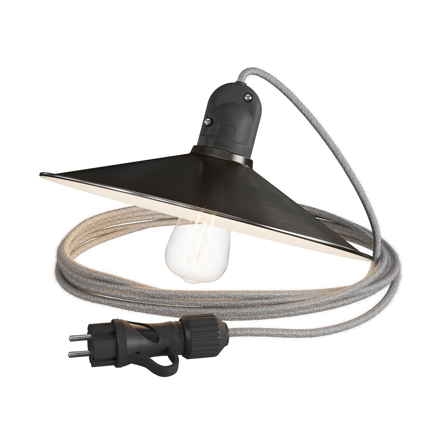 Eiva Snake with Swing shade, portable outdoor lamp, 5 m textile cable, IP65 waterproof lampholder and plug